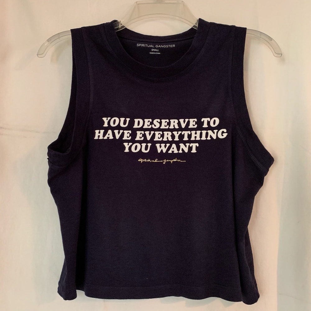 Spiritual Gangster dark blue 'Amor Crop Tank'